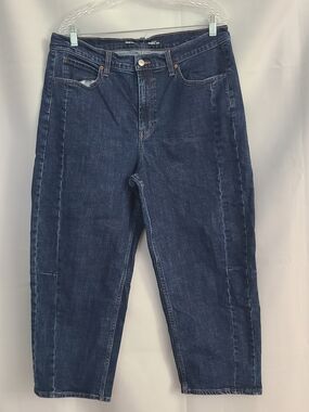 Old Navy Sz 16 Denim Dark Wash High Rise Casual Barrel Leg Jeans